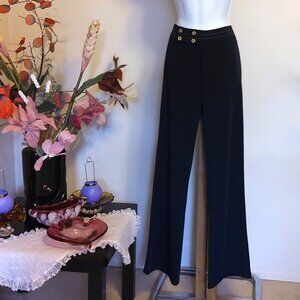 NWT Women's High Waisted Classic Fit Straight Leg Navy Blue Suit Pant Trousers L